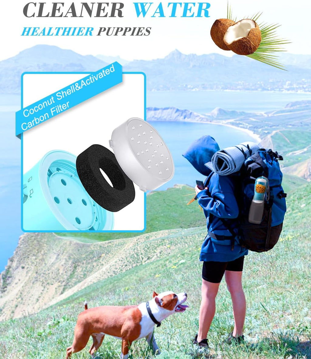 Dog Water Bottle With Food Container - Portable Dispenser Puppy Essentials Cat Walking And Hiking