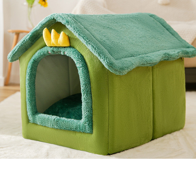 Cozy Foldable Dog Cave Bed – Warm, Self-Heating Enclosed Nest