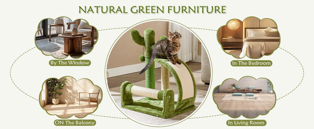 Cactus Shape Natural Sisal Rope Easy To Assemble Green Cat Scratching Post