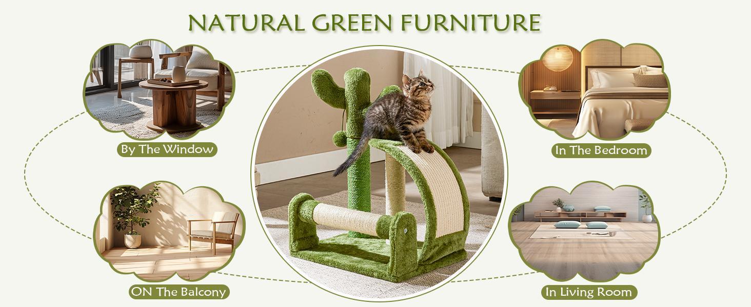 Cactus Shape Natural Sisal Rope Easy To Assemble Green Cat Scratching Post