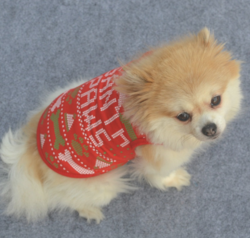 Dog Christmas Costume Sweatshirt Vest Clothes