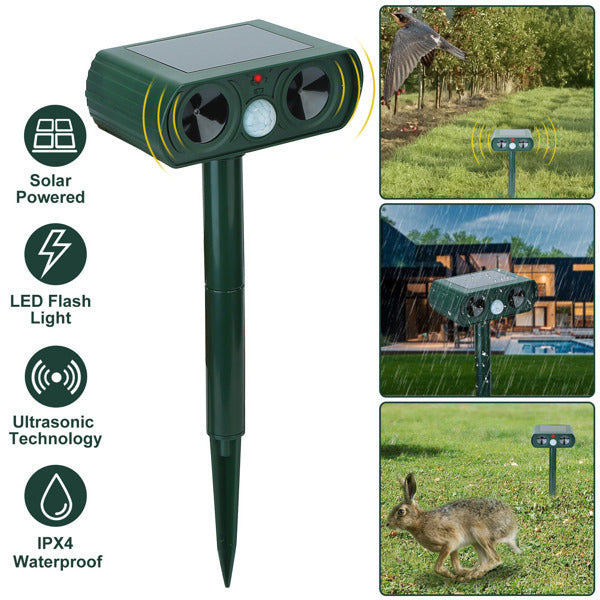 Ultrasonic Animal Repellent Solar Motion Sensor Repellent IPX4 Outdoor Waterproof Type, No Delivery On Weekends