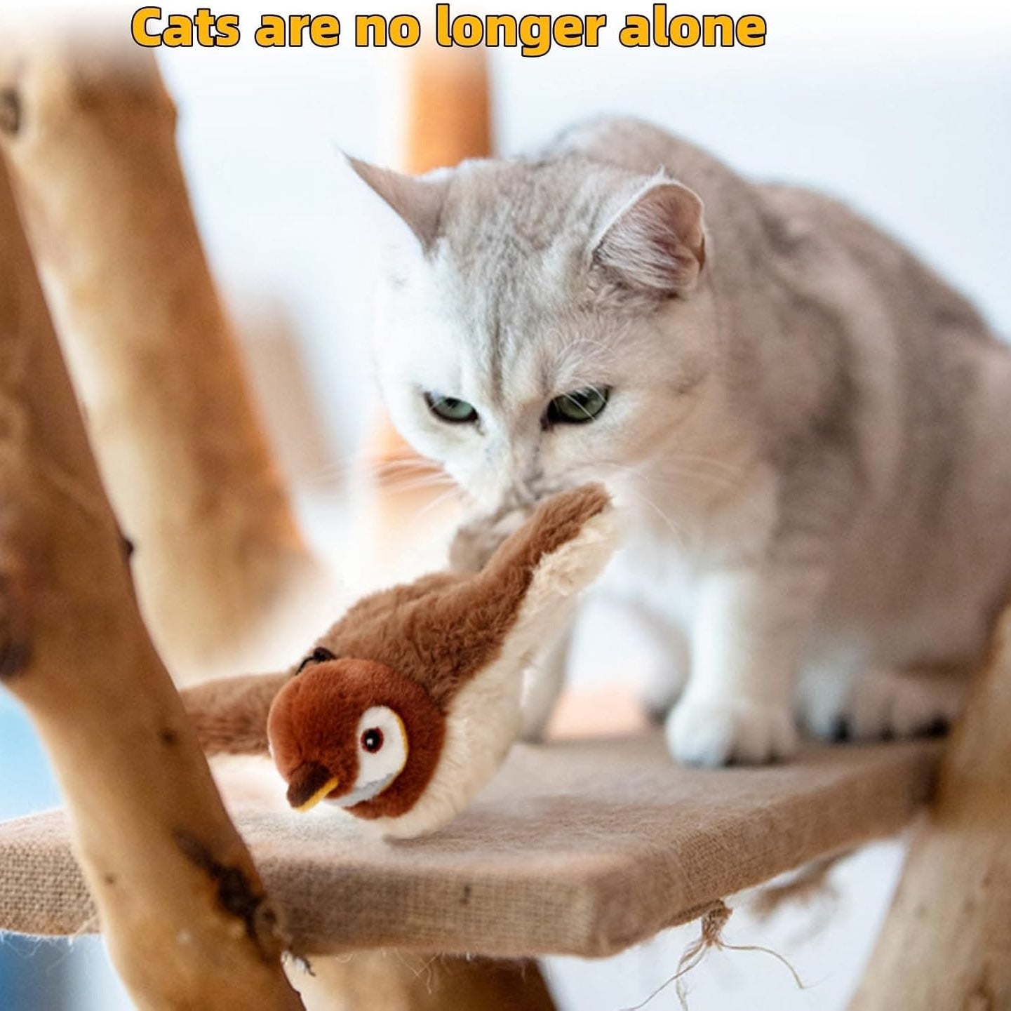Interactive Chirping Flapping Bird Cat Toy