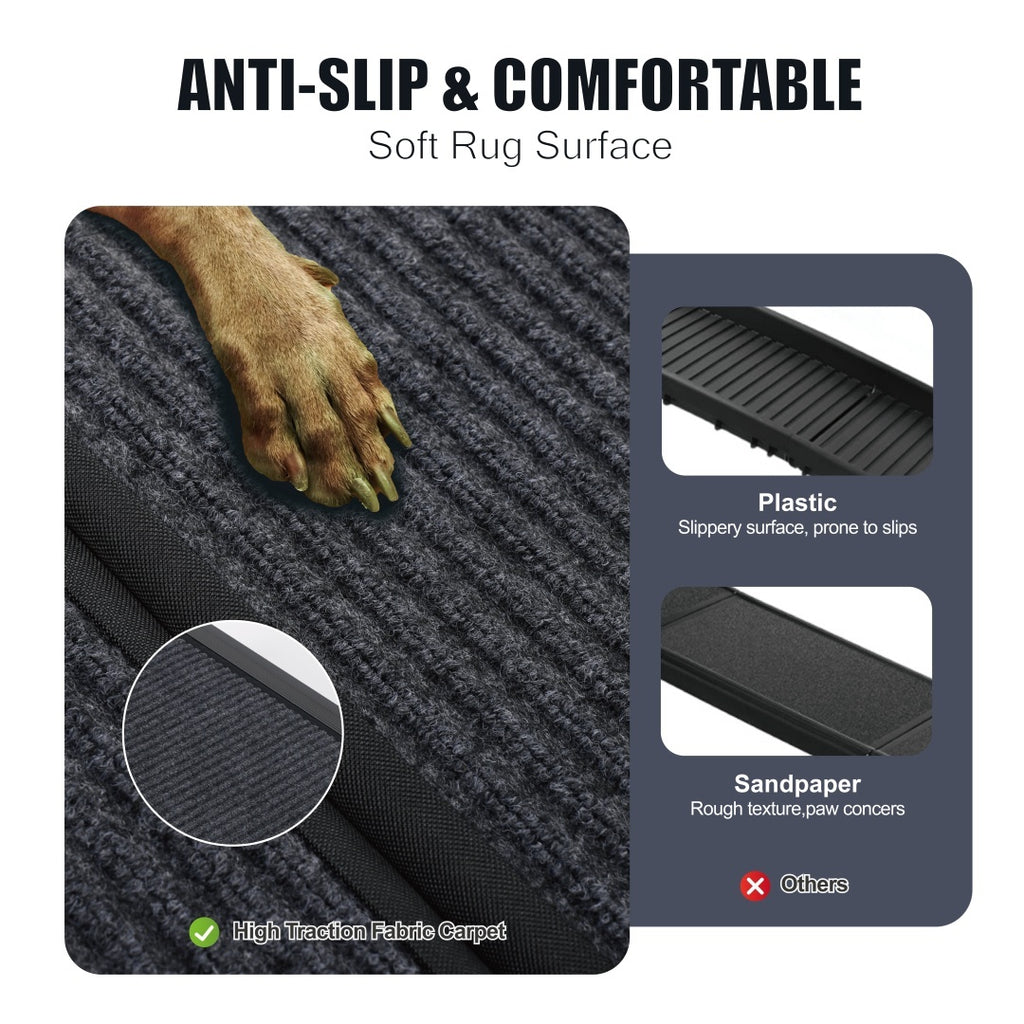 Dog Ramp For Car 65x17 Large Folding Pet Stair Ramps For Truck, SUV, With Non-Slip Surface, Up To 250LBS, Outdoor Dog Car Ramp For Medium  Large Dogs, Portable Pet Steps