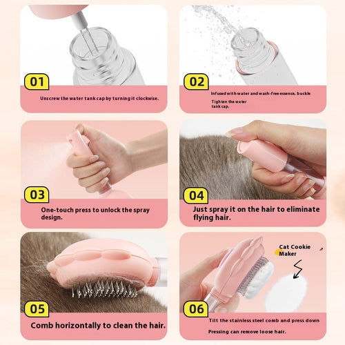 2 In 1 Self Cleaning Pet Brush Comb with Spray