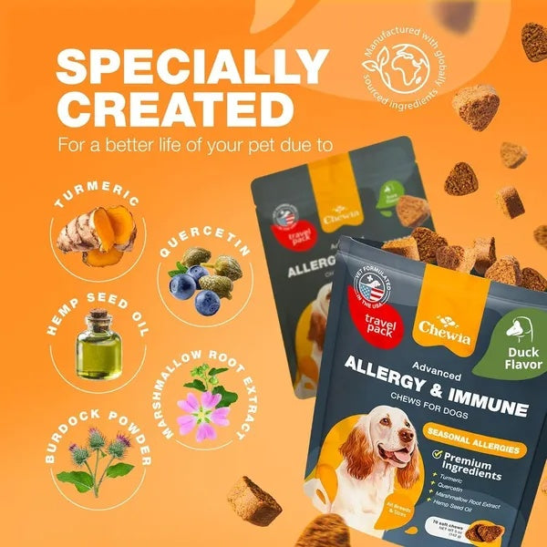 Dog Allergy Relief Chews Itch Relief For Dogs Anti Itch Dog Allergy Chews US Formulated Dog Itching Skin Relief With Salmon Oil Immune Health Seasonal Allergies & Hot Spots Support Treats