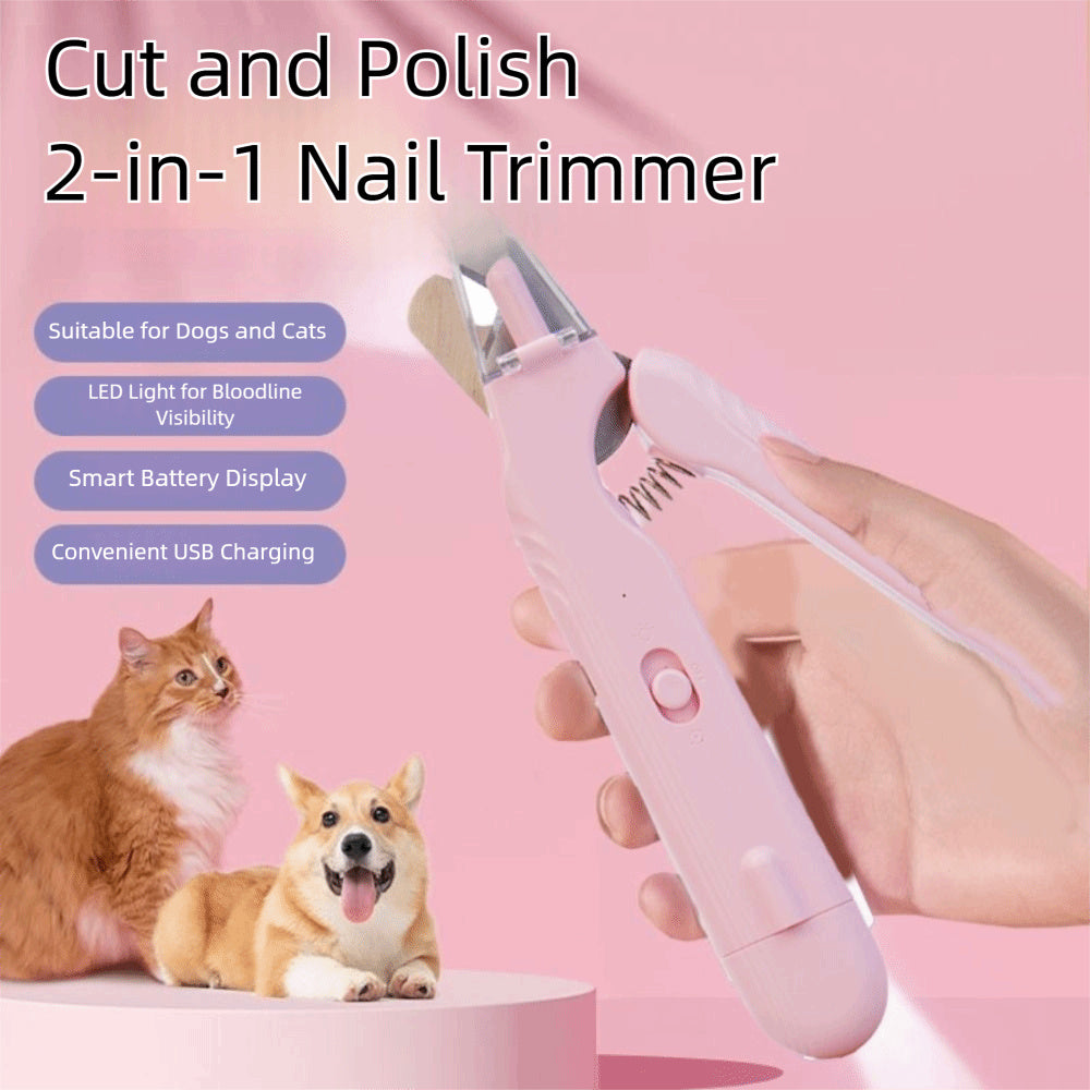 2 In 1 Pet Nail Clippers With Led Light Multifunction Animals Paw Nail Trimmer