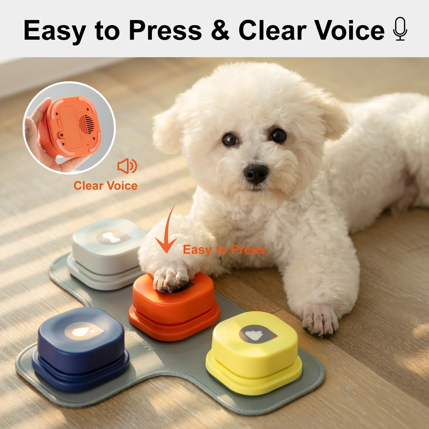 Dog Talking Buttons Set - 3 Record-able Communication Buttons With