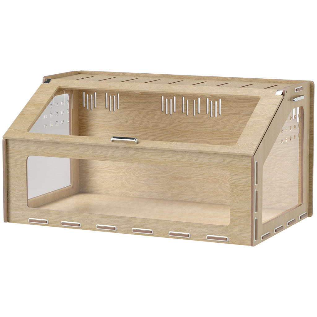 39 Inch Hamster Cage Habitat With Acrylic Window & Openable Top For Hamster, Gerbil, Guinea Pig, Rat, Oak