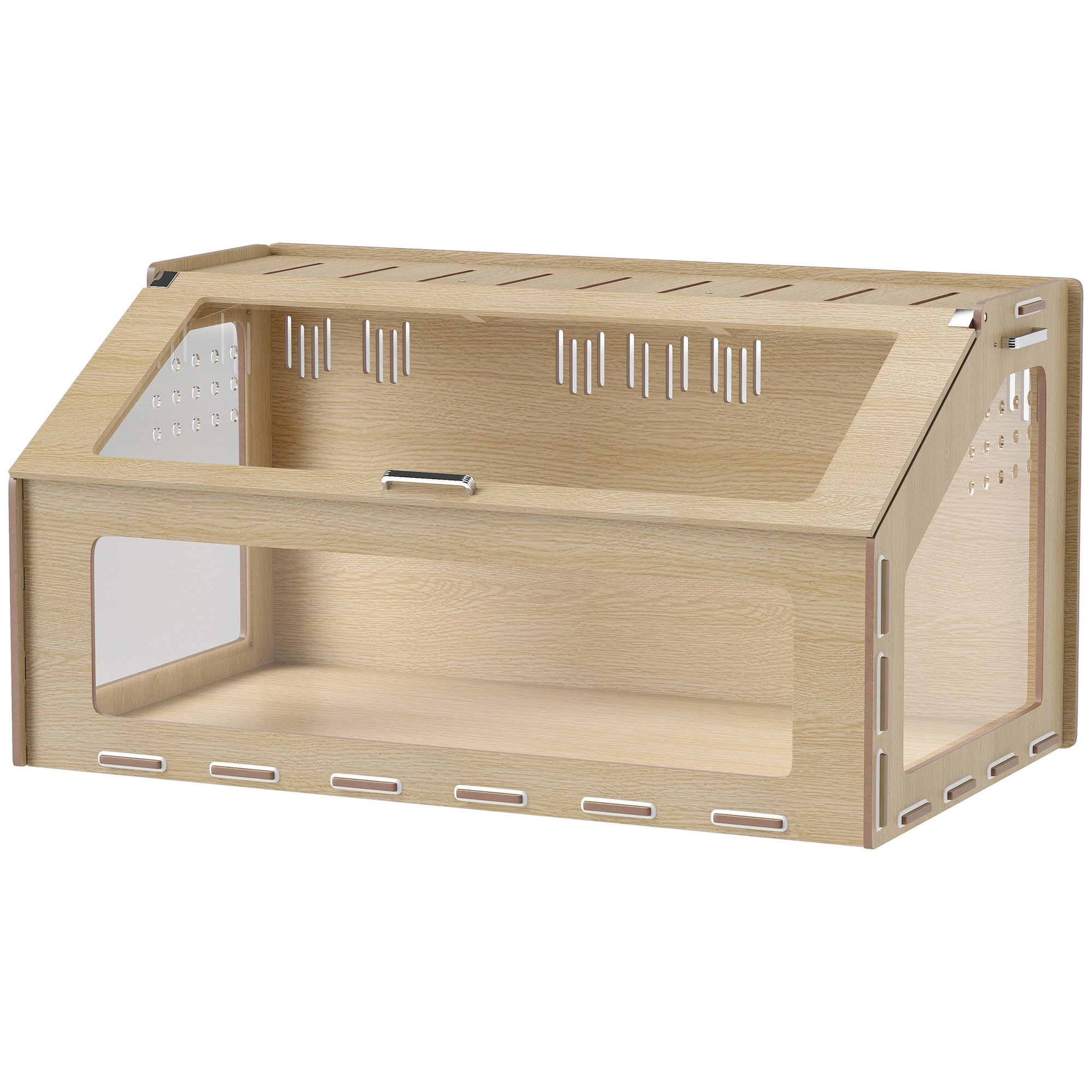 39 Inch Hamster Cage Habitat With Acrylic Window & Openable Top For Hamster, Gerbil, Guinea Pig, Rat, Oak