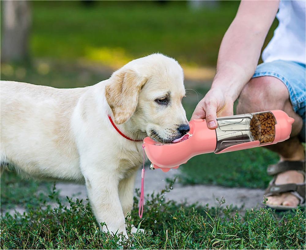 3 in 1 Dog Water Bottle - Feeder Bowl - Bag Storage