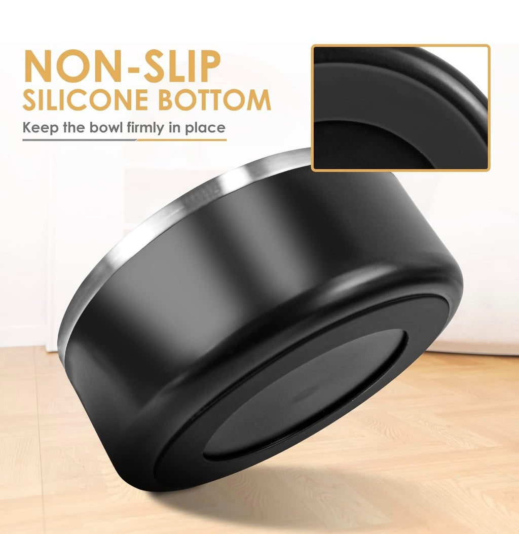 Dog Bowl, Stainless Steel Dog Food And Water Bowl With Non Slip Quiet Bottom, Easy To Clean, Dishwasher Safe, 42oz