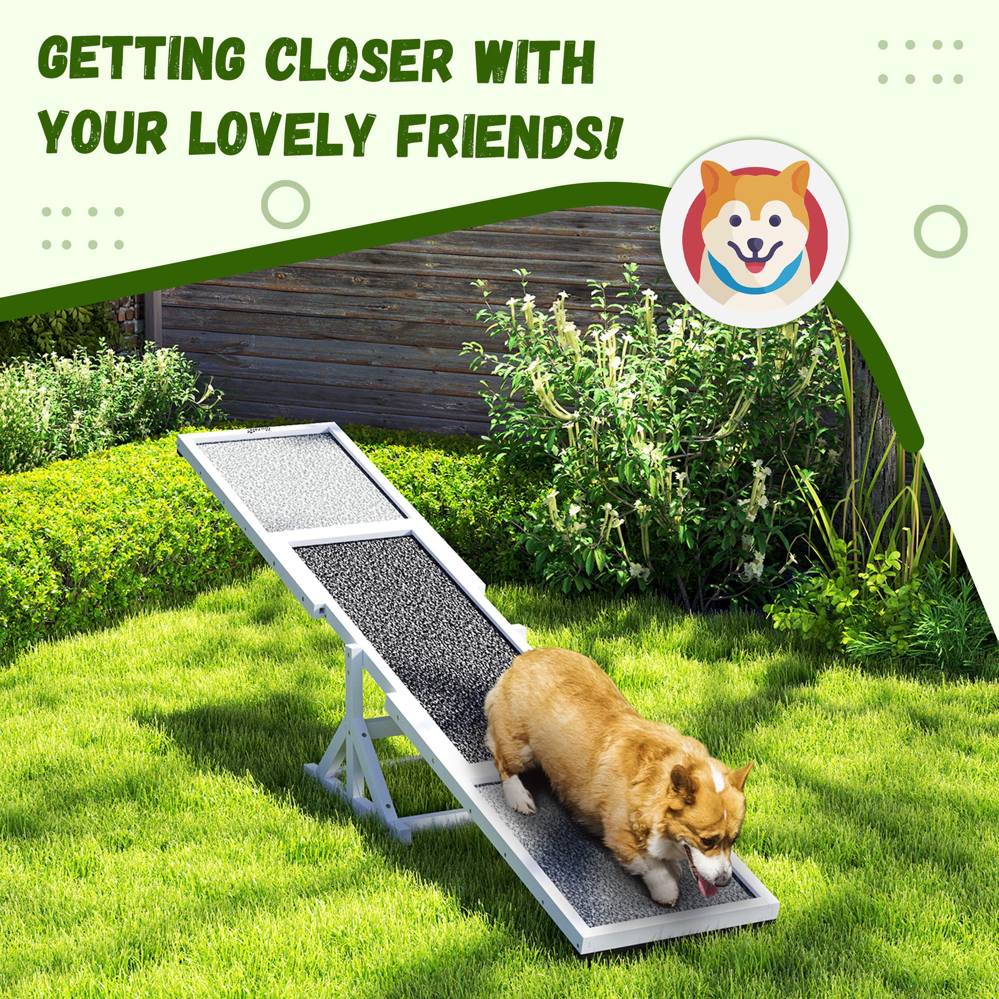 Wooden Dog Agility Seesaw For Training And Exercise, Weather Resistant, 83 L X 16 W X 14 H, White