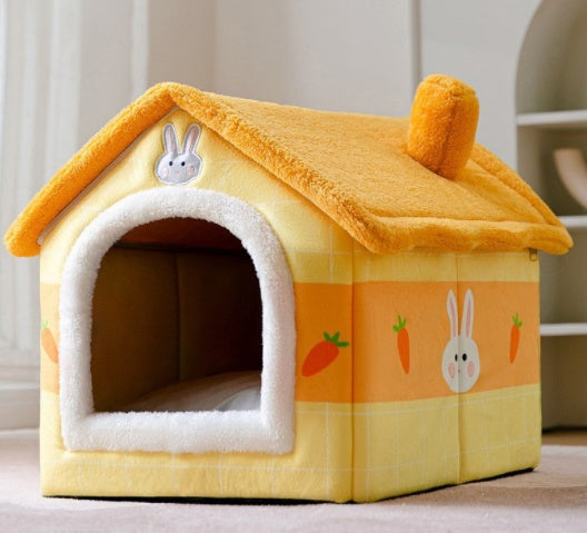 Foldable Dog Villa Bed Warm Enclosed Cave