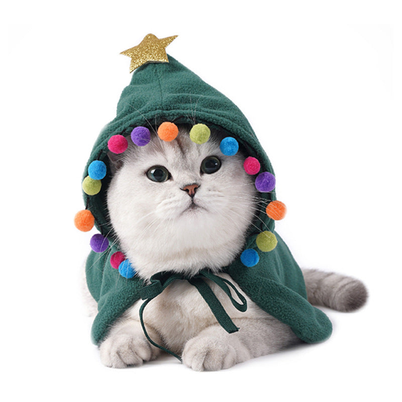 Cute Dog Cat Costume Christmas Cloak Pet Headwear and Scarf