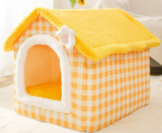 Foldable Dog Villa Bed Warm Enclosed Cave