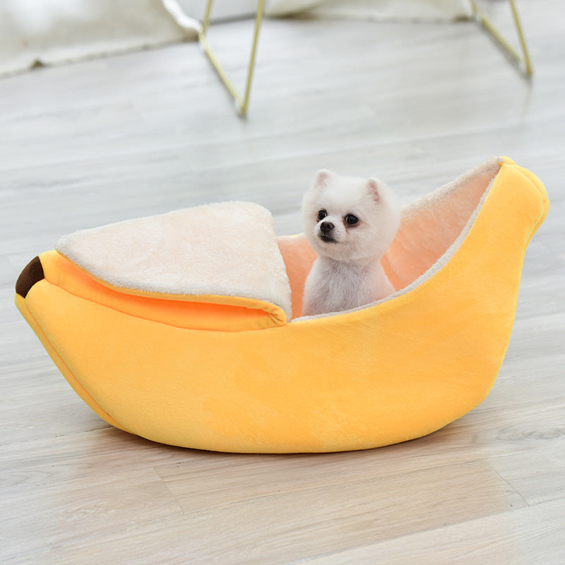Four Seasons Universal Banana Dog's Nest - Removable And Washable Round Long Hair Cats Nest