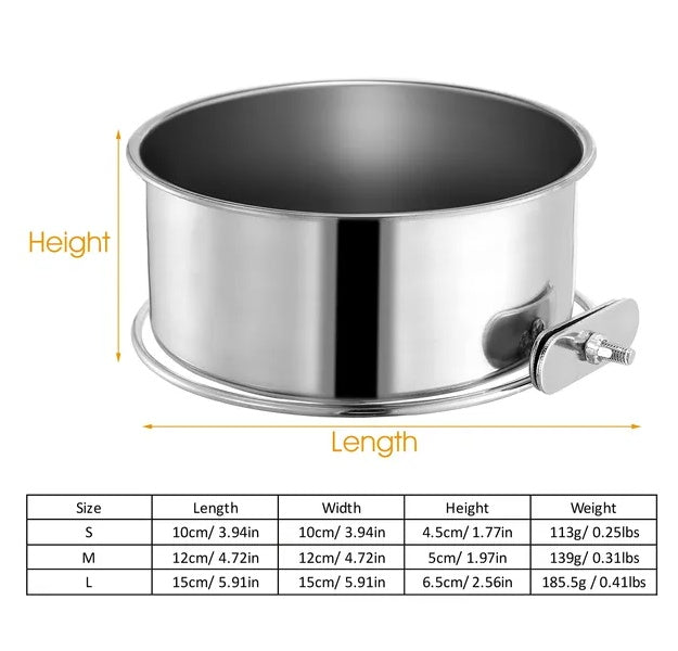 Stainless Steel Dog Bowl Pets Hanging Food Bowl Detachable Pet
