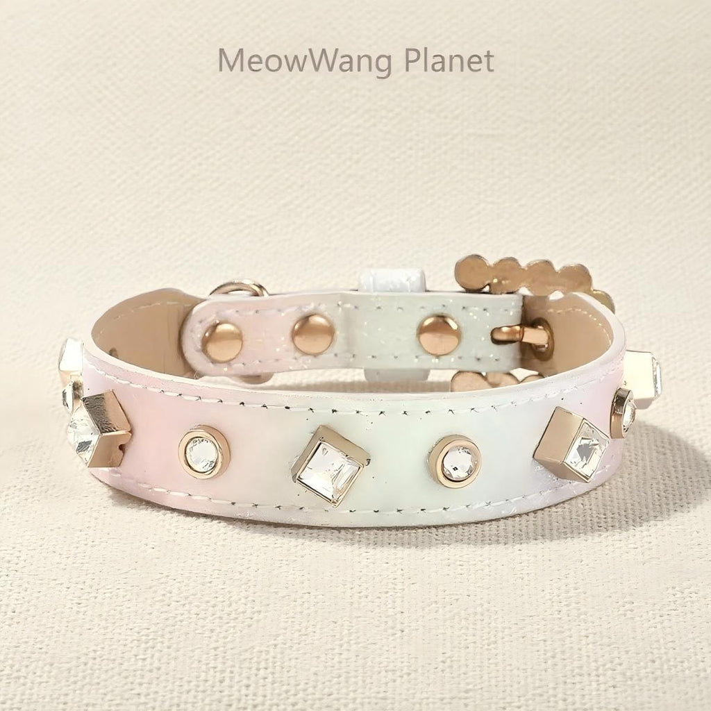 Dog Cat Collar Luxury Gemstone Pet Collar Leash Set Handcrafted Jewel Accented Necklace Style Neck Strap For Cats Small To Medium Dogs Elegant Adjustable Walking Accessory Luxury Pet Gift For Cats Dog