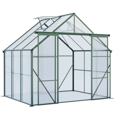 Double Door Polycarbonate Greenhouse Raised Base And Anchor Aluminum Heavy Duty Walk-in Greenhouses For Outdoor Backyard In All Season