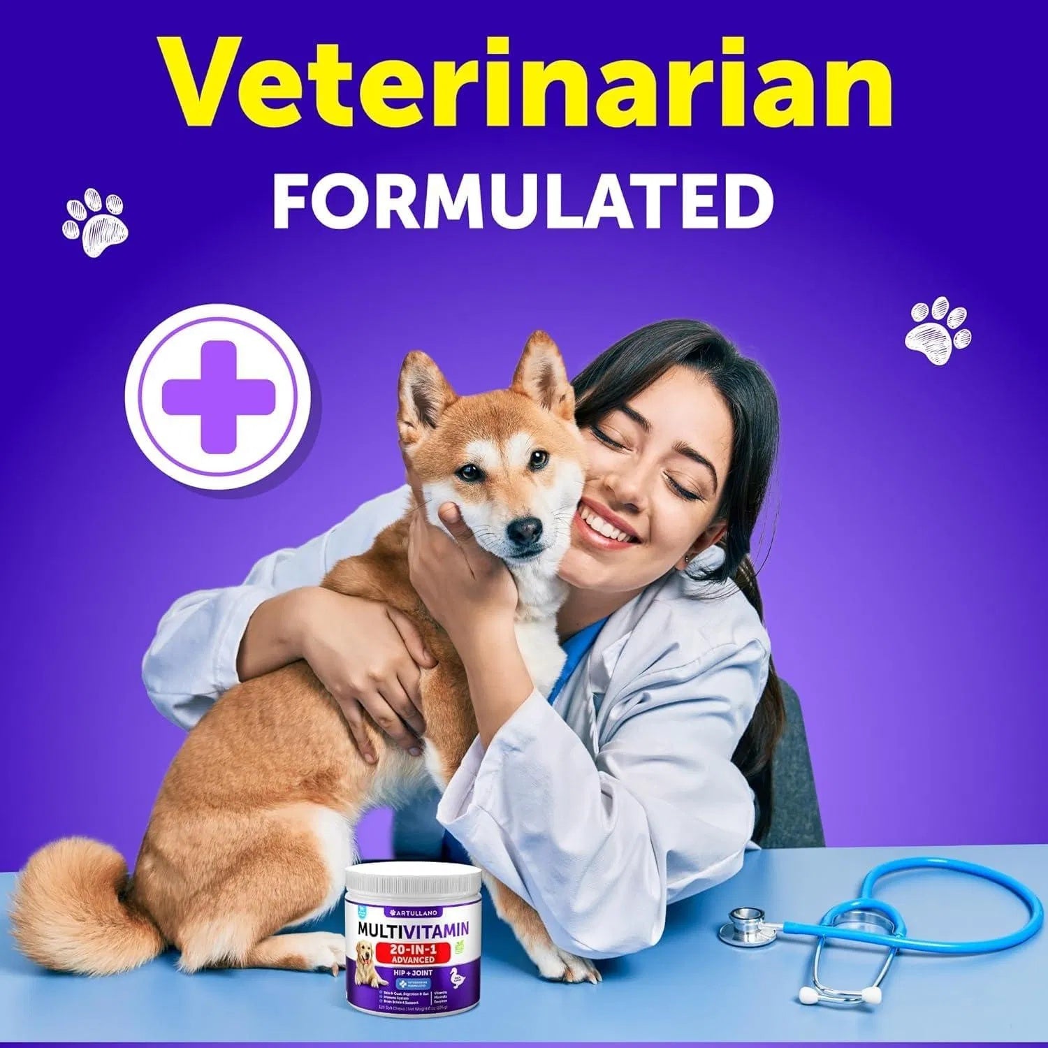 Dog Multivitamin Chew-able With Glucosamine 20 In 1 Dog Vitamins And Supplements Senior & Puppy Multivitamin For Dogs Pet Joint Support Health Immunity Mobility Gut Skin 120 Chews