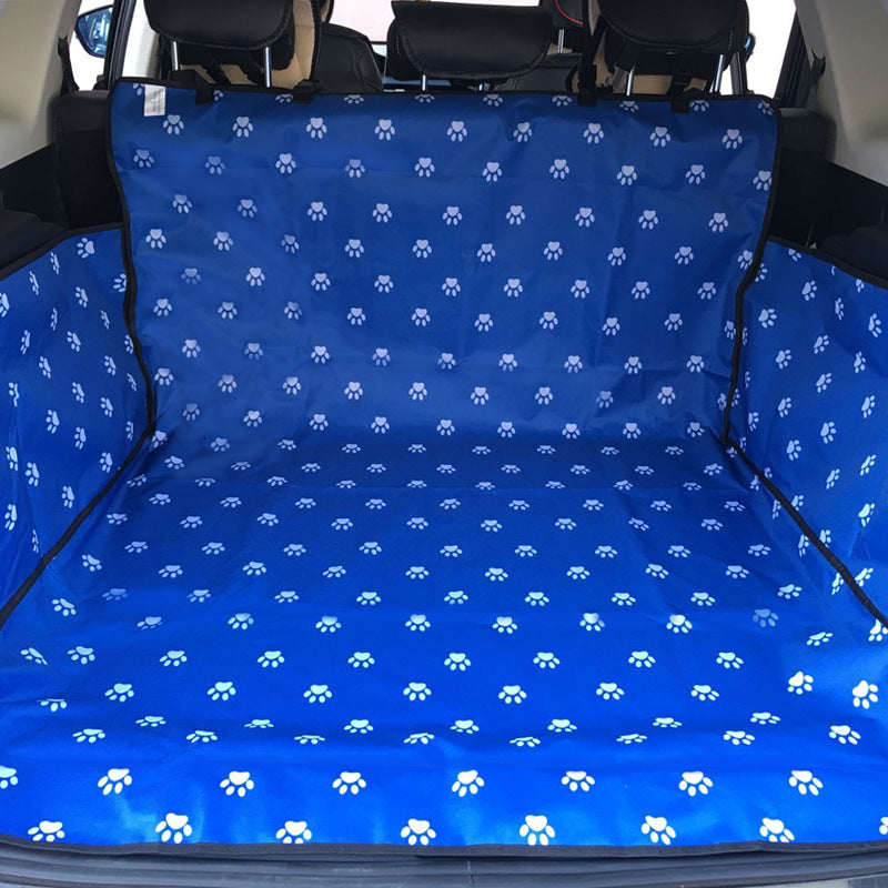 Waterproof Pet Seat Car Cover - Pawprint Pattern Dog Transporters Hammock Protector with Safety Belt