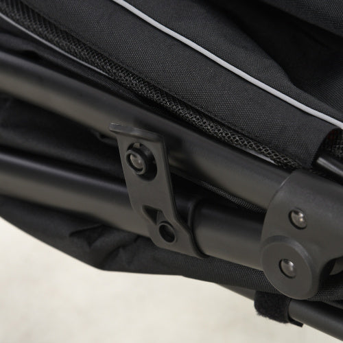 PawHut 1-Click Foldable Doggy Stroller For Medium Large Dogs, Pet Stroller With Storage, Smooth Ride With Shock Absorption, Mesh Window, Safety Leash, Big Dog Walking Stroller, Black