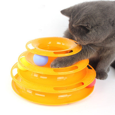 Interactive Funny four layer Cat Turntable Pet Ball Tower Tracks Toy