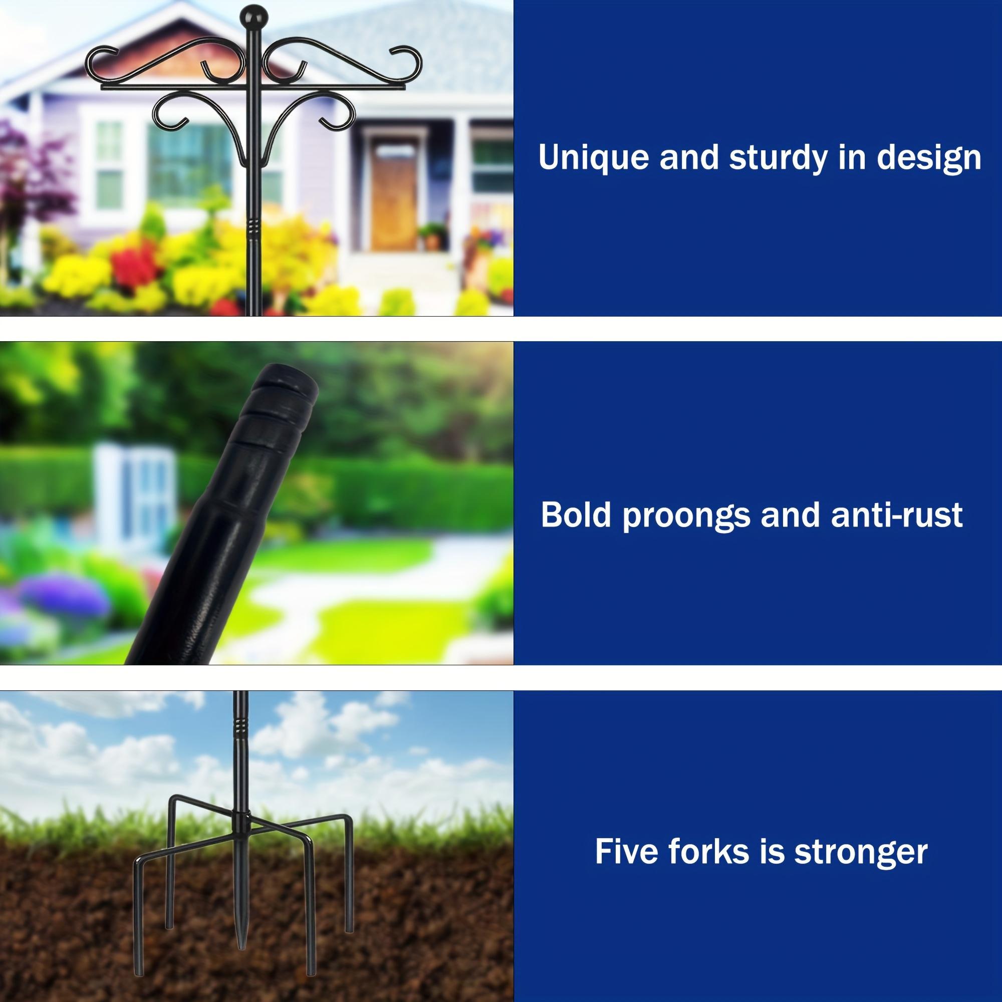 Two Heavy Duty 76 Inch Outdoor Metal Shepherd's Hooks Traditional Double Bird Feeder Pole With Five Finger Adjustable Plant Hooks Suitable For Garden And Wedding Decoration Suitable For Bird Feeders P