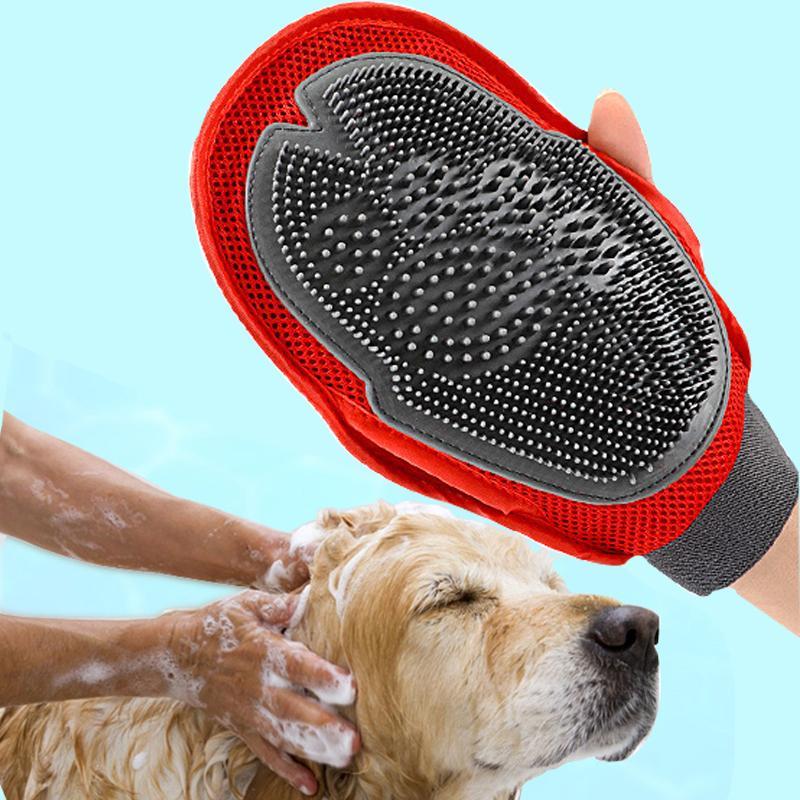 Dog Fur Grooming Massage Brush, Pet Shower Bath Gloves Brush