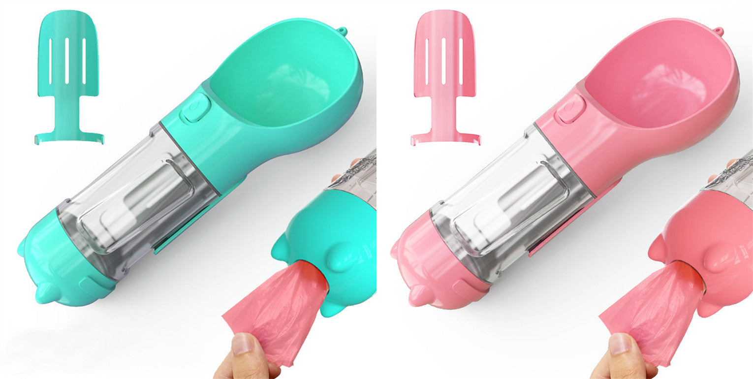 3 in 1 Dog Water Bottle - Feeder Bowl - Bag Storage