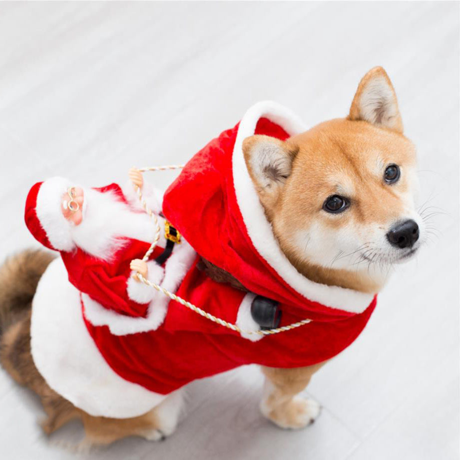 Christmas Pet Clothes Green Elf and Santa