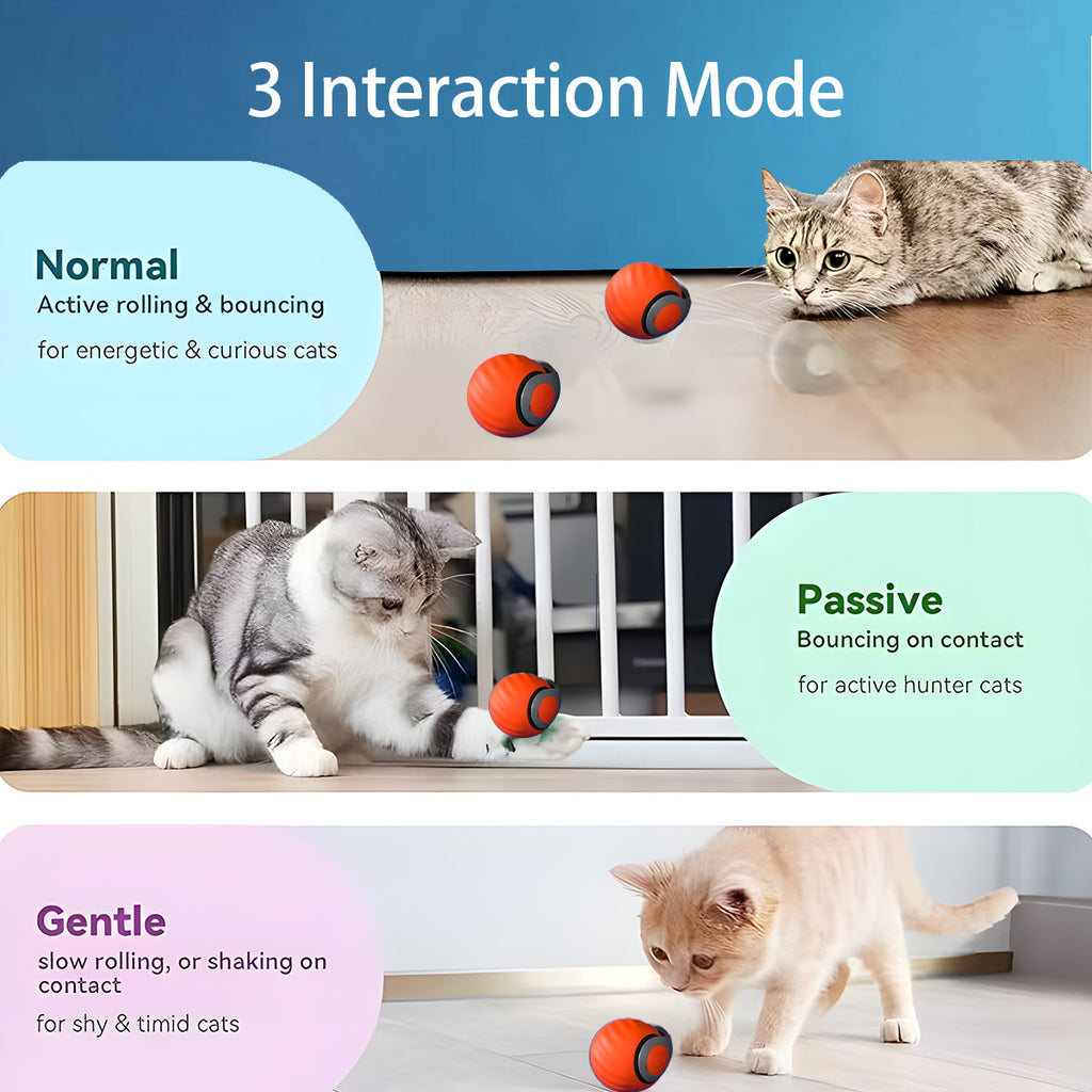 New! Smart Interactive Cat Ball,Type-C Rechargeable Interactive Cats Toy,Automatic Cat Teaser Toy,Pet Supplies,New Year Gift