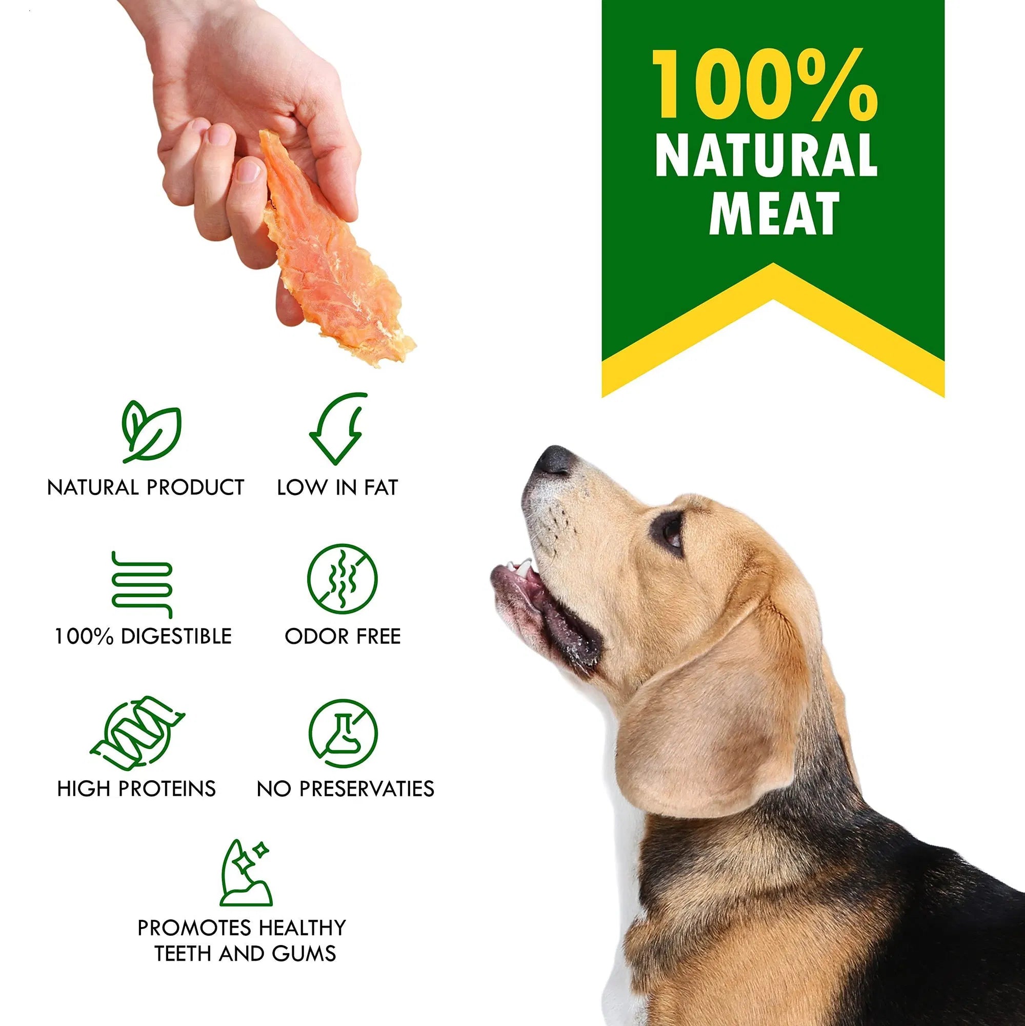 Chicken Jerky Dog Treats All Natural & Organic Healthy Snacks for Dogs, Grain Free & High Protein Human Grade Pet Chews 300g