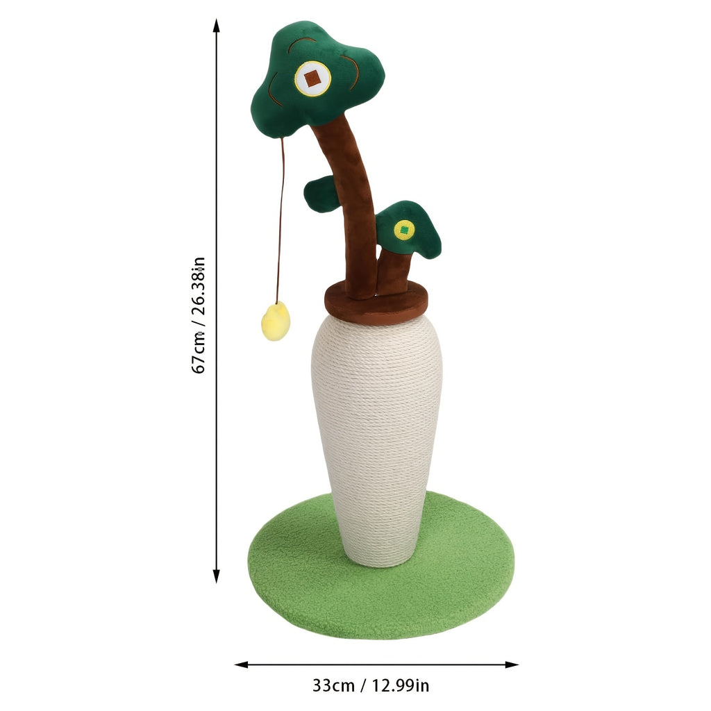 Vertical Money Tree Cat Scratching Pole, Sisal Wear-Resistant Cat Scratching Column, Interactive Ball Track Spring Ball Cat Toy, Durable And Cute Sisal Cat Scratching Pole