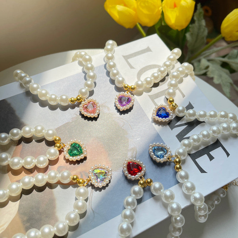 Pet Jewelry Cat Dog Necklace Retro Love Crystal Pendant Necklace