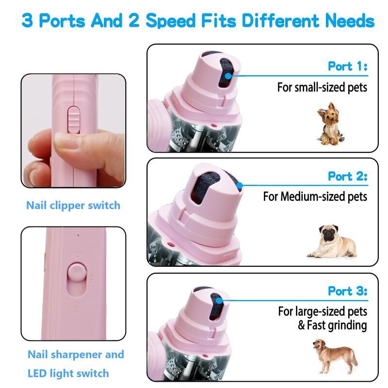 2 In 1 Pet Nail Clippers With Led Light Multifunction Animals Paw Nail Trimmer