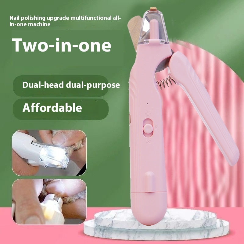 2 In 1 Pet Nail Clippers With Led Light Multifunction Animals Paw Nail Trimmer