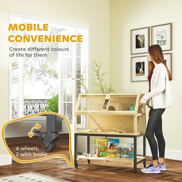 Hamster Cage On Wheels W Storage Shelf, Seesaws, Water Bottle, Hut & Ramps, For Dwarf, Gerbil, Syrian Hamster, Mouse