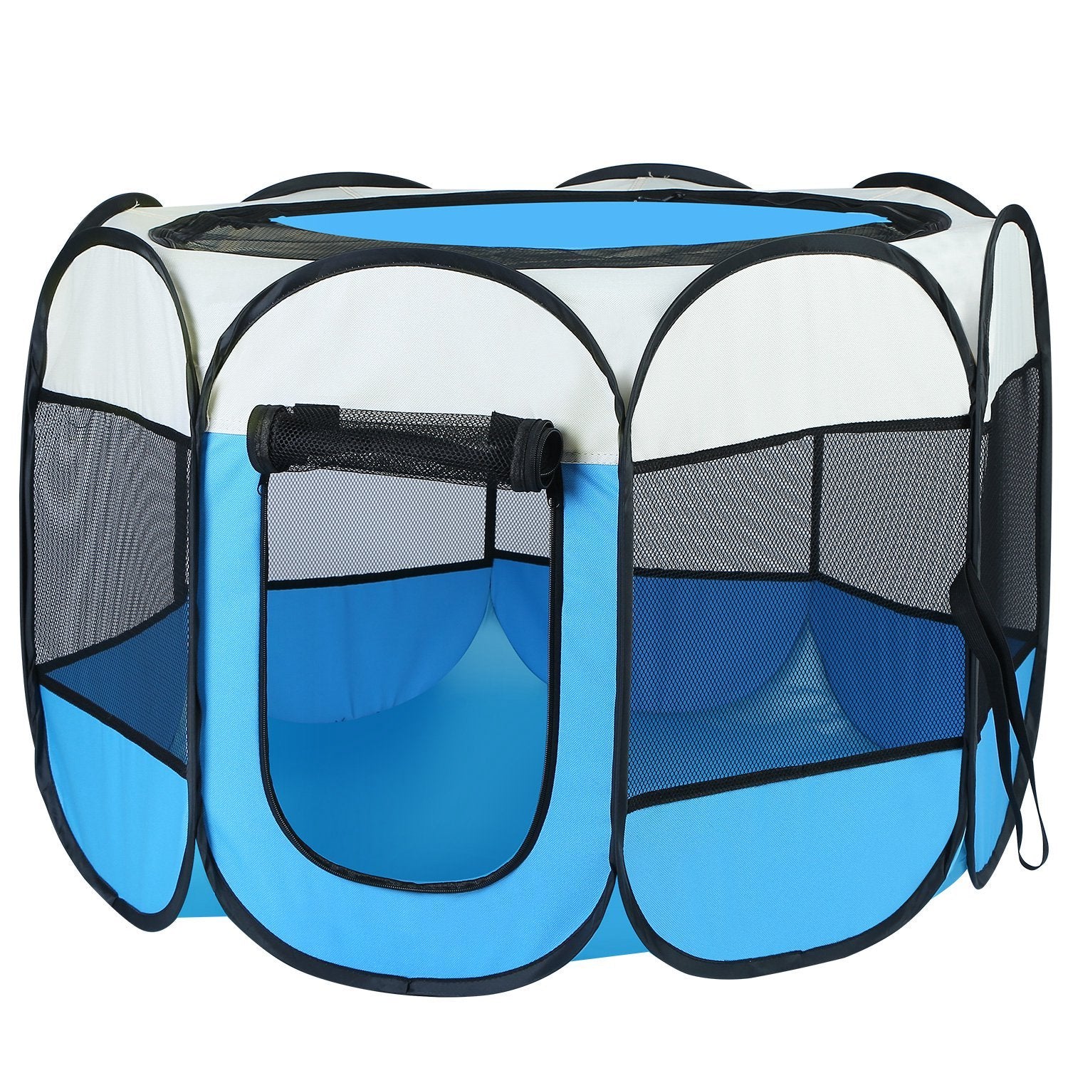 Pink-Blue Options -- 1Pc Portable Foldable Pet Tent Exercise Pen Kennel Removable Zipper Top And Bottom Water Resistant Indoor Outdoor Use For Dogs Cats Other Pets