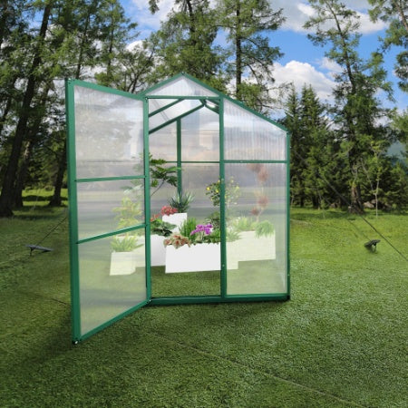 Newly Marketed Gain Height Windproofaluminum Greenhouse 6x4 FT Polycarbonate Greenhouse Raised Base And Anchor Aluminum Heavy Duty Walk-in Greenhouses For Outdoor Backyard In All Season