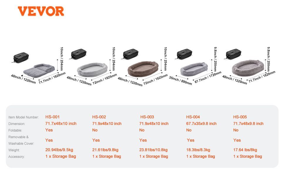 VEVOR Human Dog Bed 72x48x10in Large Human Size Dog Bed Washable Faux Rabbit Fur