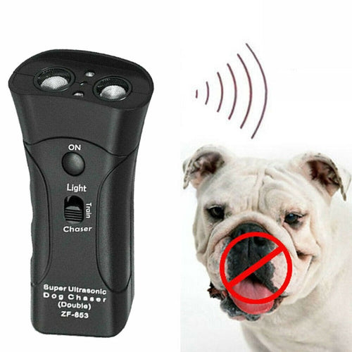 3-in-1 Ultrasonic Anti Barking Dog Training Device with LED Flashlight