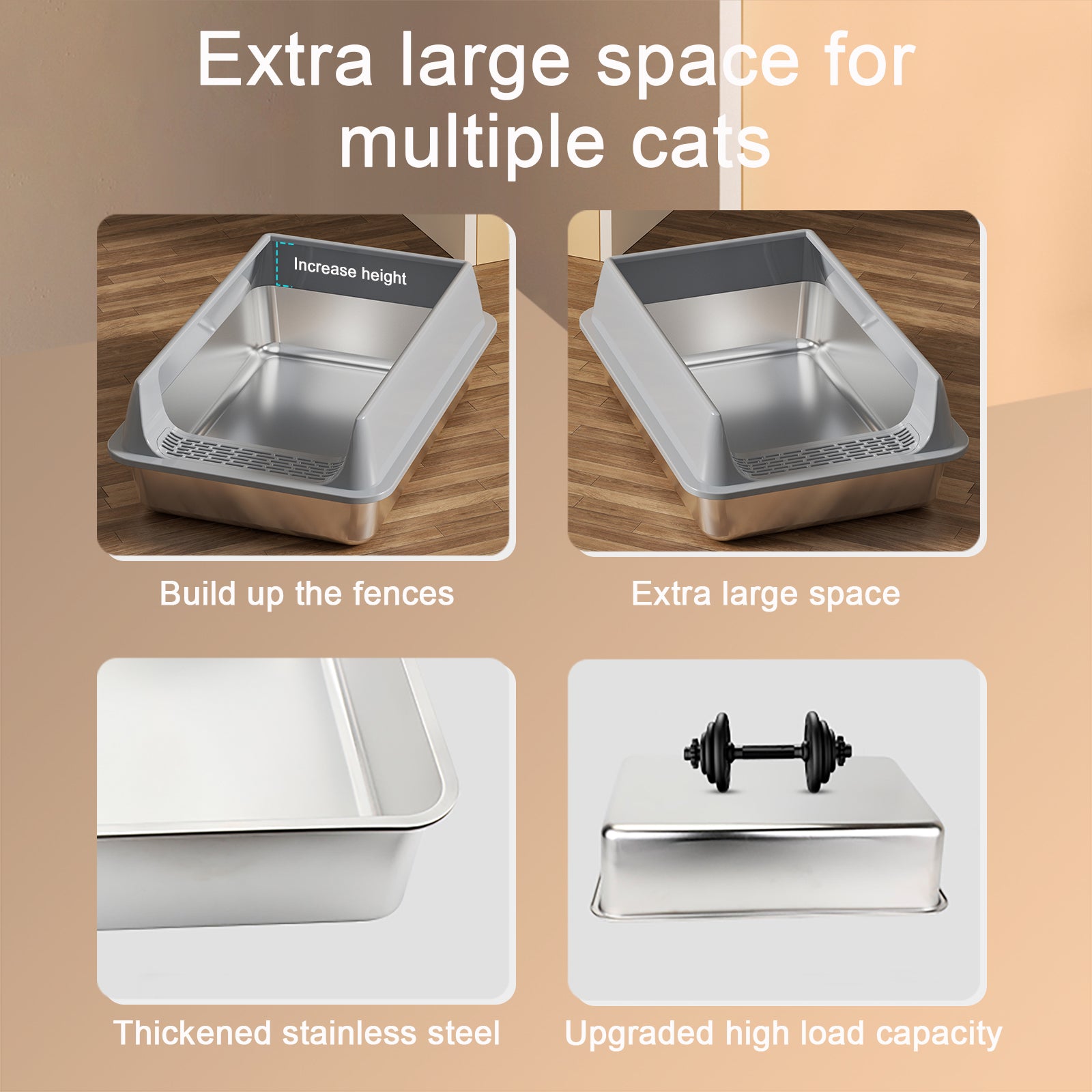 Stainless Steel Litter Box Semi-enclosed (only ship inside USA)