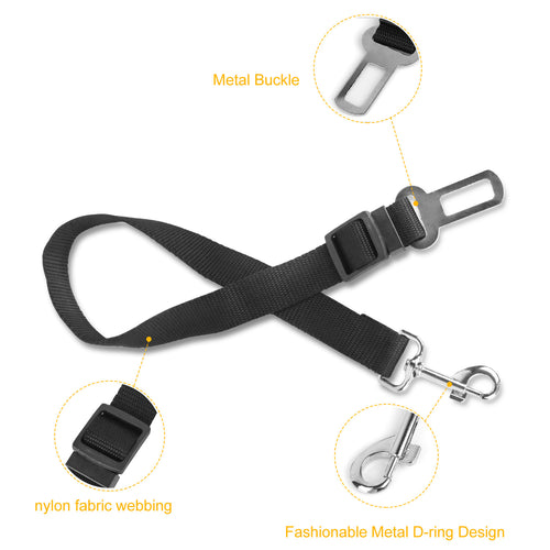 2Pcs Pet Dog Seat Belt Leash Adjustable Nylon Fabric Seatbelt Strap