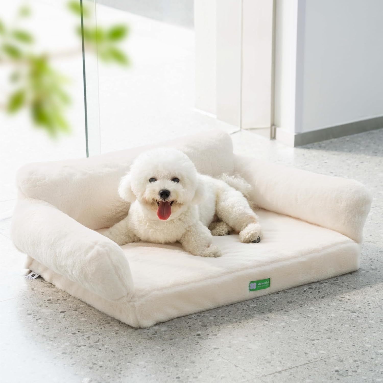 Orthopaedic Dog Bed For Small Or Medium Dogs - 34.6 Inches Egg Foam Sofa With Removable Washable Cover & Non-Slip Bottom, Large, Beige