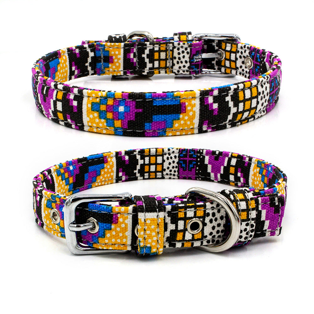 Pet Collar Double Layer Colorful Fabric Dog Collar