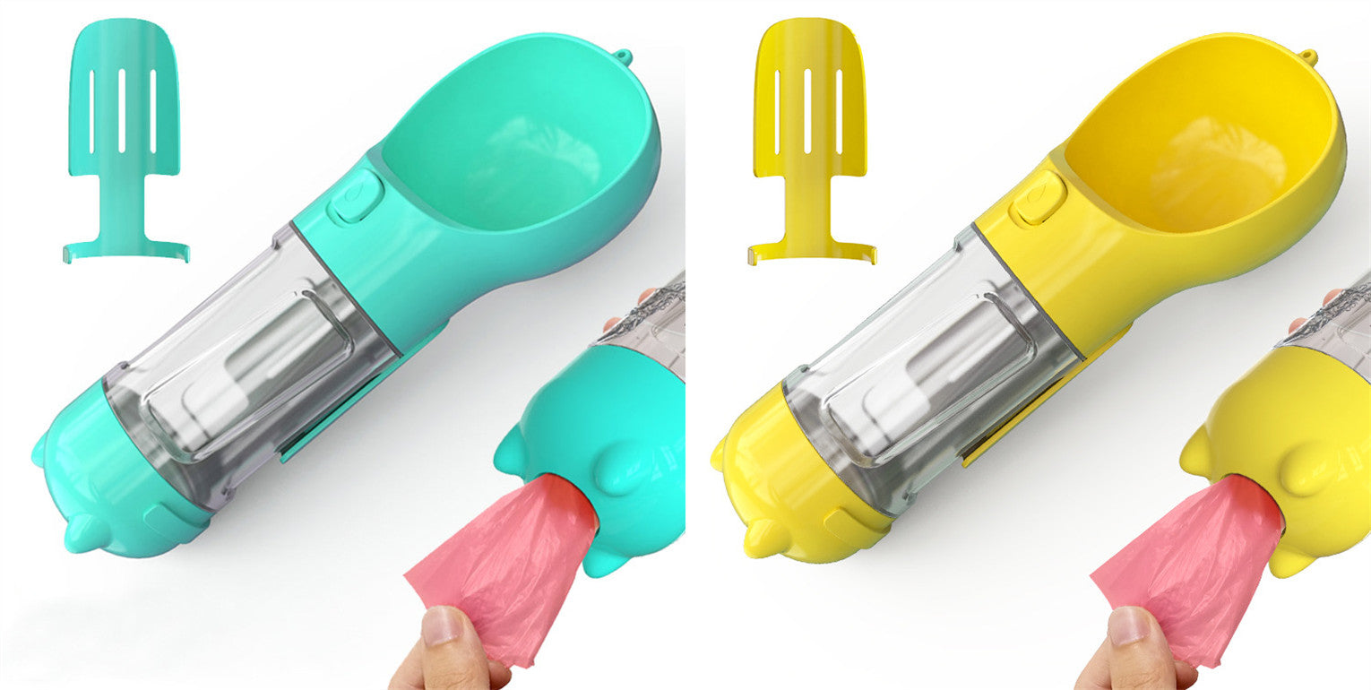 3 in 1 Dog Water Bottle - Feeder Bowl - Bag Storage