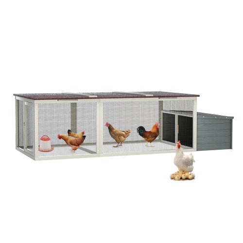 20.93ft  Large Wooden Chicken Coop Outdoor Hen House With Nesting Box  Weatherproof Asphalt Roof Walk In Poultry Cage With Secure Locks Metal Mesh Run For  Farm Use