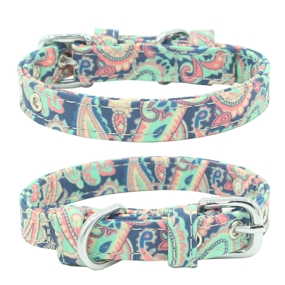 Pet Collar Double Layer Colorful Fabric Dog Collar